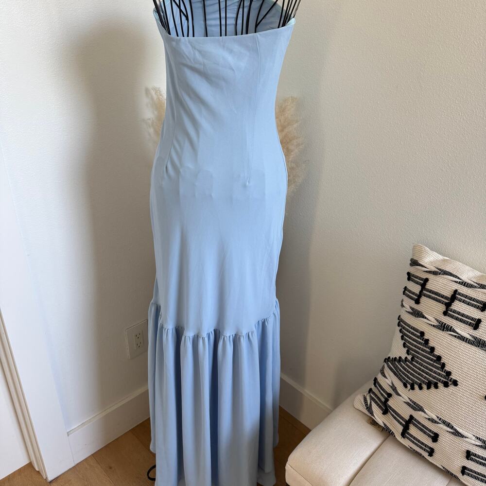 Peppermayo Evander Light Blue Chiffon Strapless High Low Maxi Dress NWT Small - Picture 6 of 13